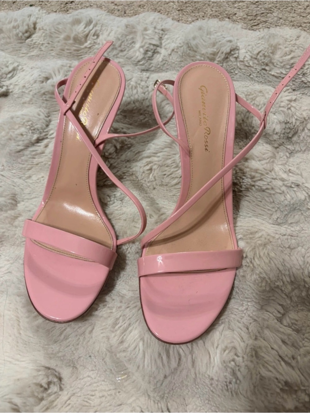 Gianvito Rossi Baby Pink Patent-Strap Heels